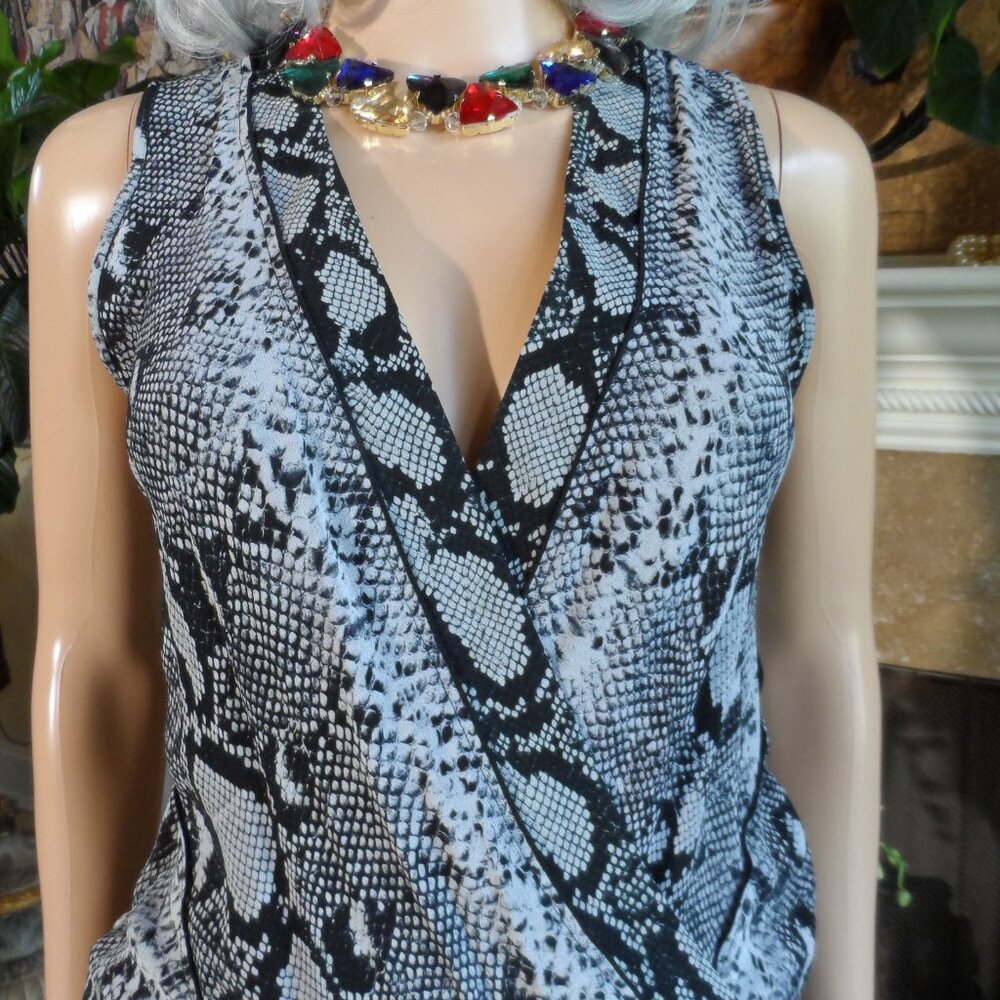 Proenza Schouler Black/Gray Python Print Faux Wra… - image 5